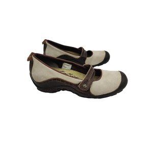 Merrell  Women's Plaza Bandeau Mary Jane Pump Size 7.5 Low Wedge White Suede